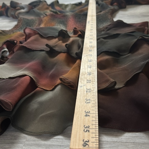 Nicole Miller ruffle tiered multi colored v neck print dress Sz S - Picture 4 of 11